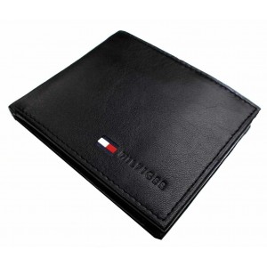 Tommy Hilfiger Men's Leather Passcase Wallet - Black